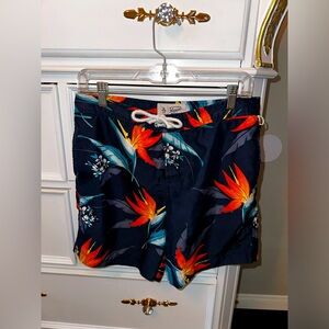 Men’s Original Penguin, Birds of Paradise Board Shorts/Swim Trunks, Size…